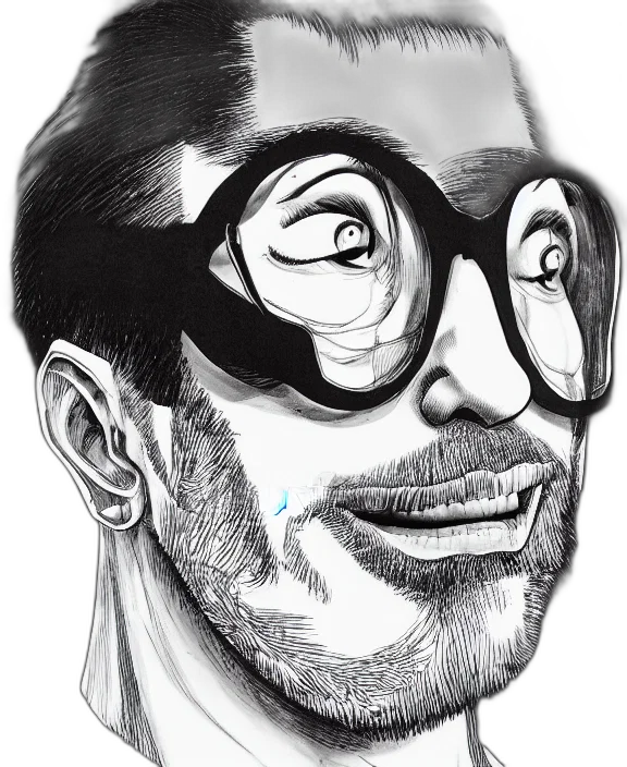 face, mask, staff, cartoon, comic book art, pencil sketch, photorealistic, highly transparent PNG cut-out