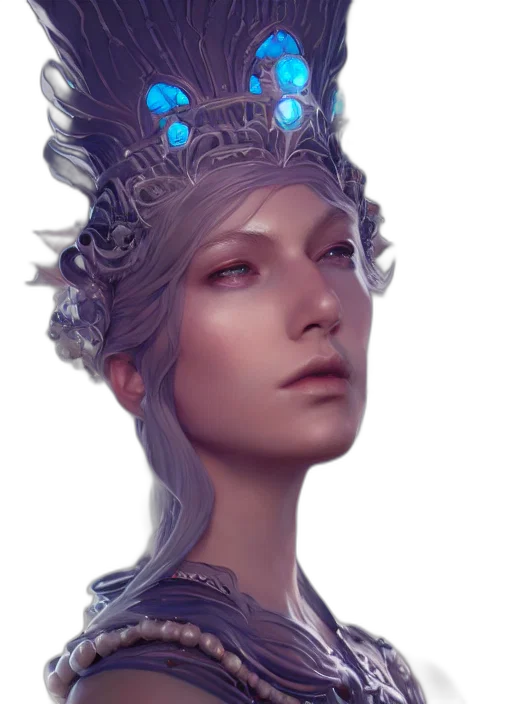 crown, face, staff, jewelry, fantasy art, concept art, photorealistic, 3d render transparent PNG cut-out
