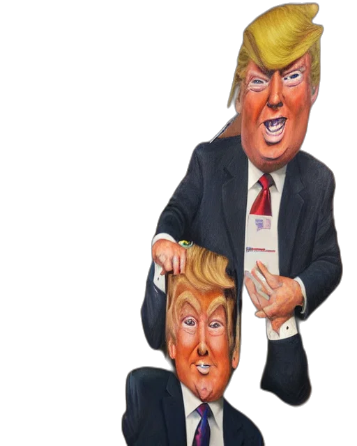 concept art, cartoon, presidential, portrait, donald, trump, oompa, loompa transparent PNG cut-out