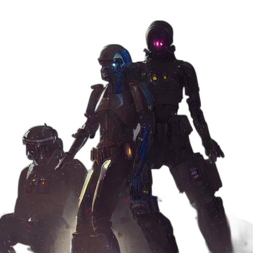 robot, concept art, cyberpunk, 3d render transparent PNG cut-out