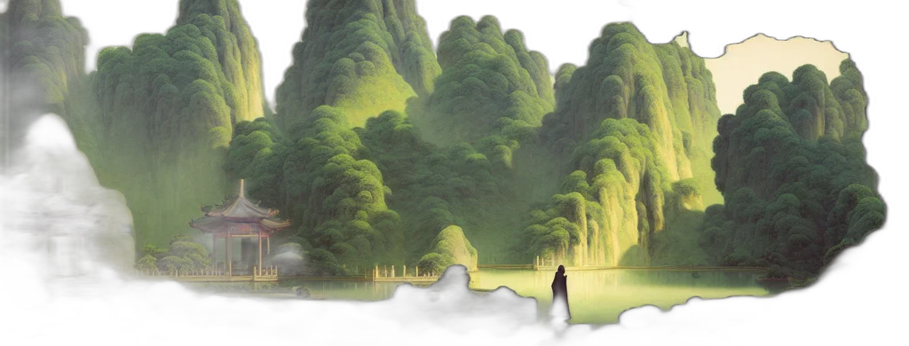 concept art, fantasy art, photorealistic, oil painting, fog, forest, rain, underwater transparent PNG cut-out