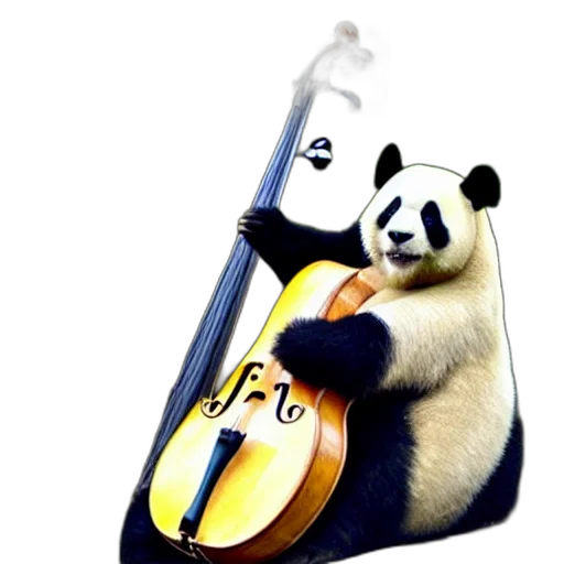 3d render, photorealistic, concept art, giant, panda, playing, cello transparent PNG cut-out