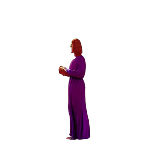 staff, dress, robot, sword, pixel art, concept art, 3d render, vaporwave transparent PNG cut-out