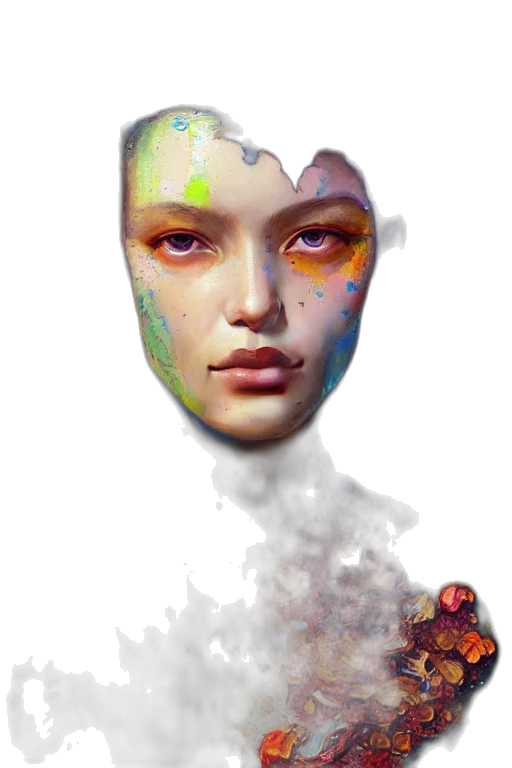 face, mask, robot, crown, fantasy art, photorealistic, concept art, watercolor transparent PNG cut-out