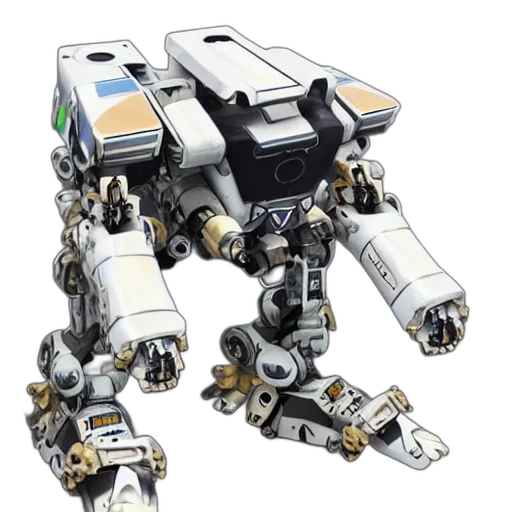 robot, weapon, 3d render, concept art, dog, head, mech, battle transparent PNG cut-out
