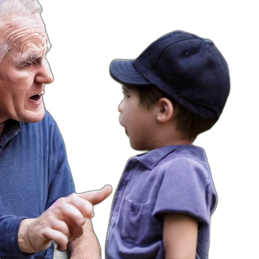 older, man, arguing, young, child transparent PNG cut-out