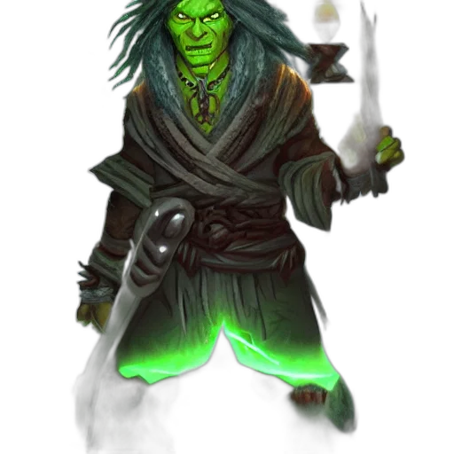 staff, mask, creature, fantasy art, concept art, pixel art, comic book art, green transparent PNG cut-out
