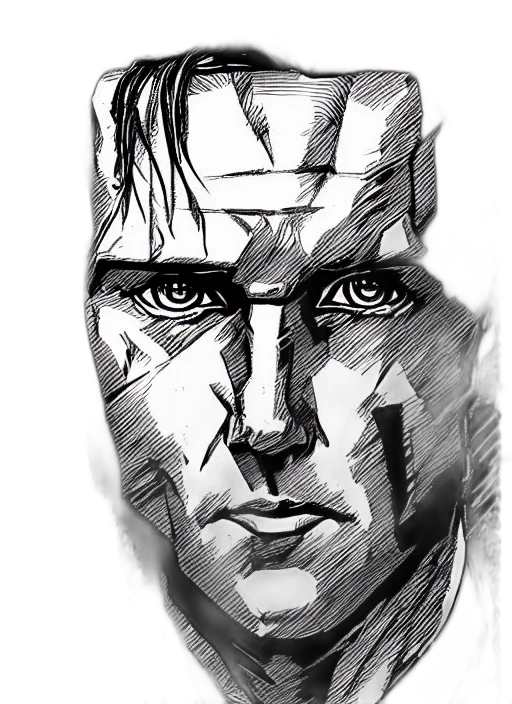 face, mask, comic book art, pencil sketch transparent PNG cut-out