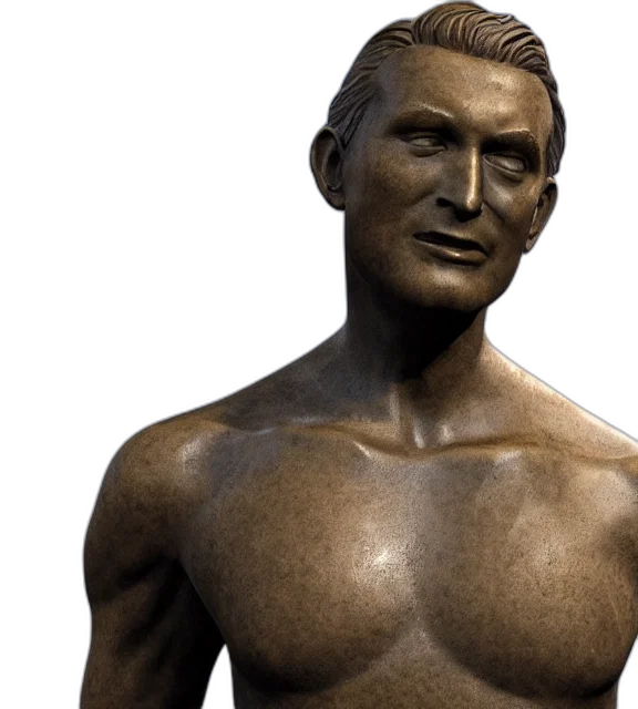 face, 3d render, photorealistic, photo, bronze, statue, among, character transparent PNG cut-out