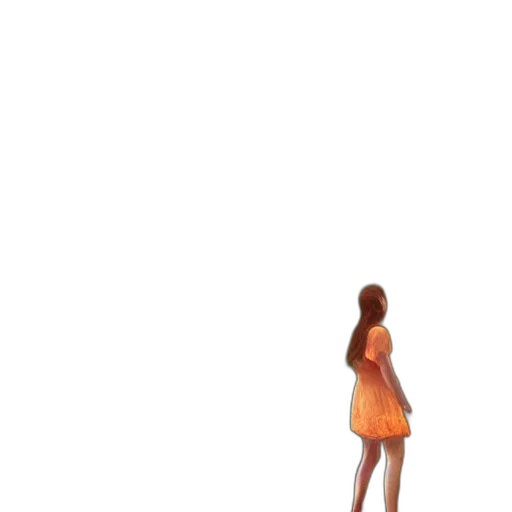 dress, hair, creature, shoes, 3d render, pixel art, concept art, anime transparent PNG cut-out