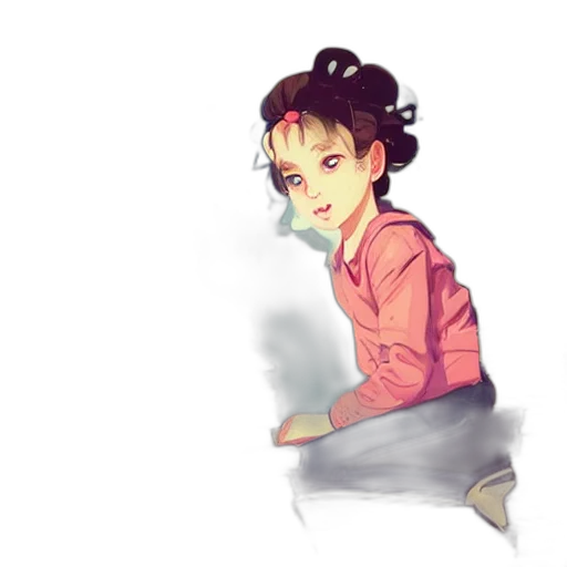 staff, face, anime, concept art, pixel art, cartoon, red, pastel transparent PNG cut-out