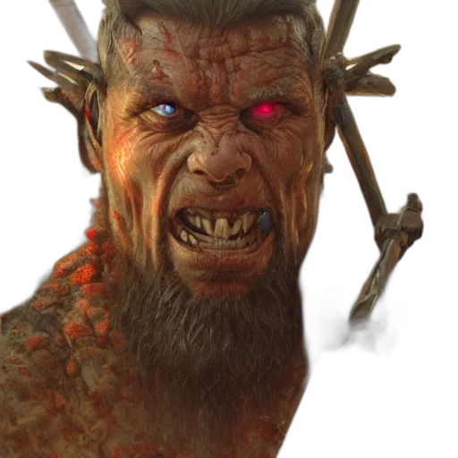 face, creature, staff, weapon transparent PNG cut-out