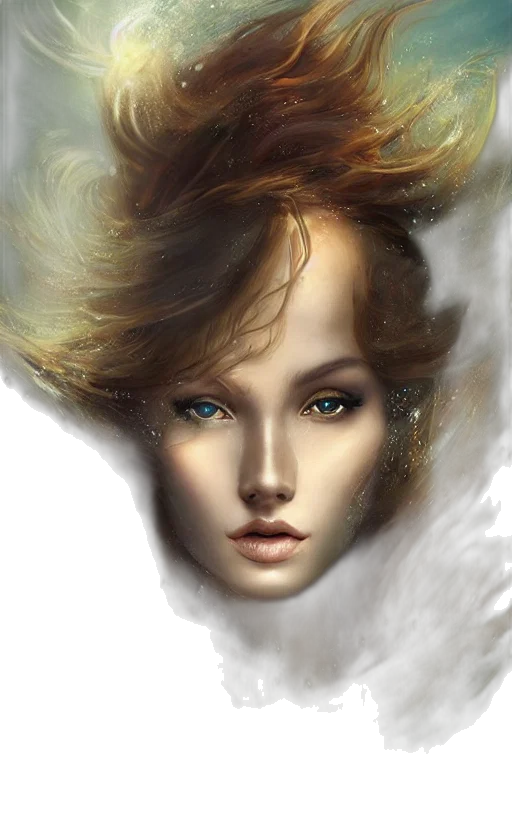 face, hair, photorealistic, fantasy art transparent PNG cut-out