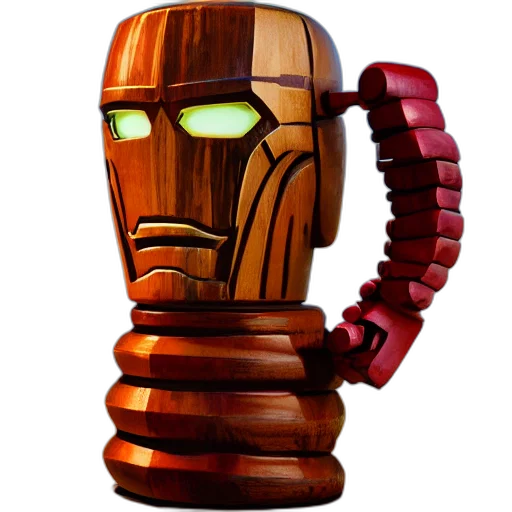 robot, staff, concept art, 3d render transparent PNG cut-out