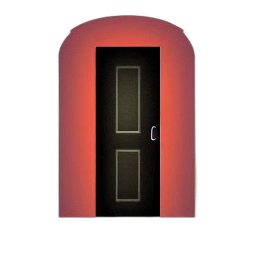 3d render, concept art, red, open, doorway, middle, night, digital transparent PNG cut-out