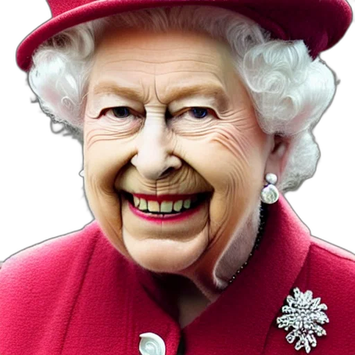crown, face, hat, jewelry, photorealistic, queen, england, grinning transparent PNG cut-out