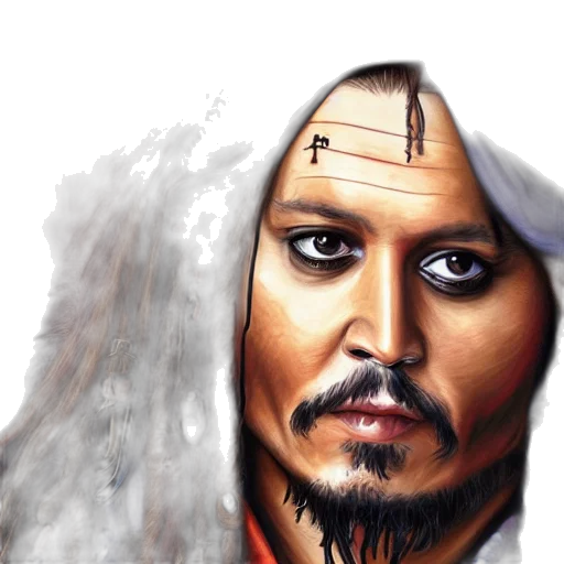 face, photorealistic, fantasy art, comic book art, concept art, portrait, johnny, depp transparent PNG cut-out