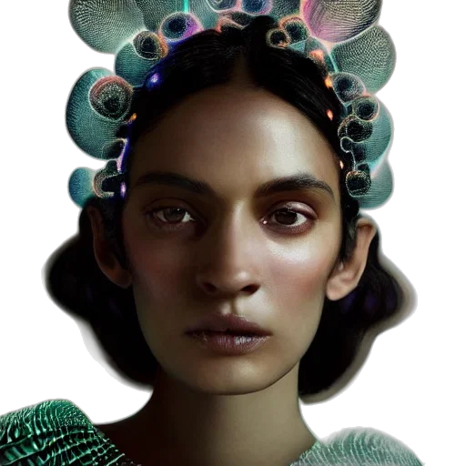 crown, face, jewelry, creature, fantasy art, concept art, photorealistic, cyberpunk transparent PNG cut-out