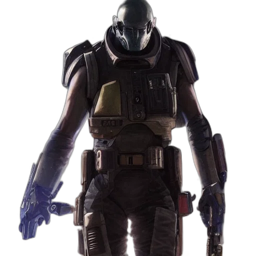 robot, mask, weapon, jacket transparent PNG cut-out