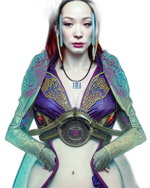 jewelry, robot, staff, dragon, cyberpunk, fantasy art, concept art, photorealistic transparent PNG cut-out