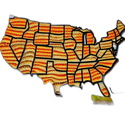 food, map, united, states, made, out, sushi, table transparent PNG cut-out