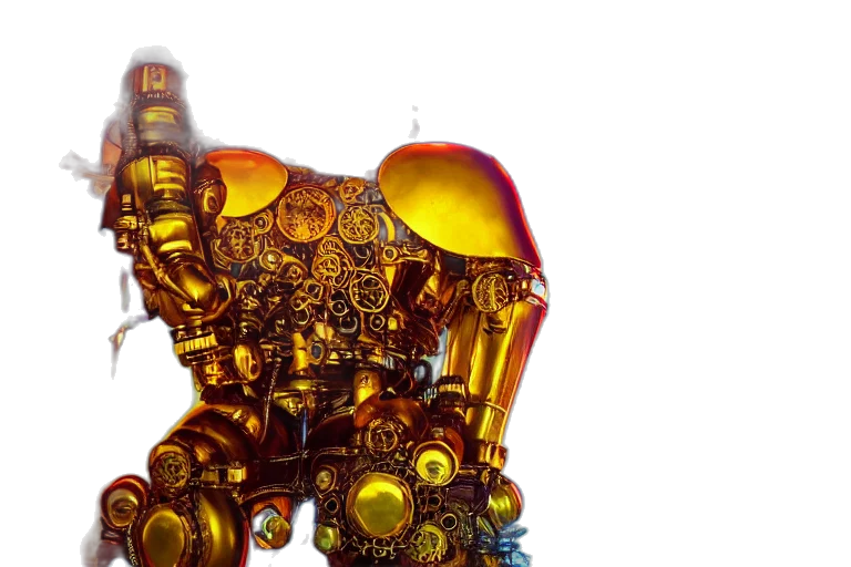 robot, weapon, crown, jewelry, 3d render, concept art, photorealistic, cyberpunk transparent PNG cut-out