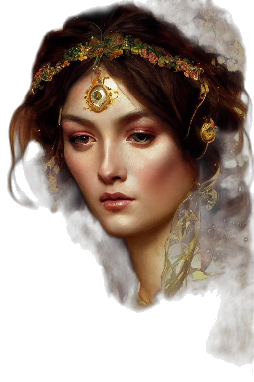 crown, jewelry, face, fantasy art transparent PNG cut-out