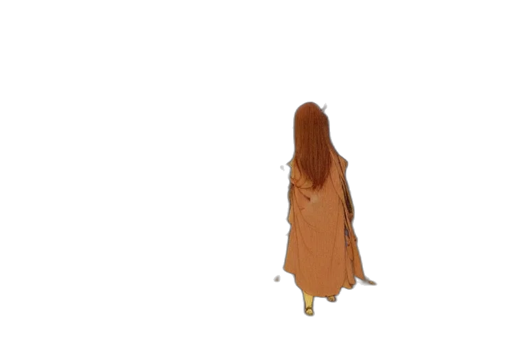 dress, hair, staff, jacket transparent PNG cut-out
