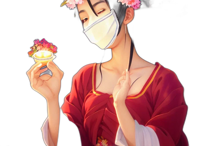 mask, staff, flower, concept art transparent PNG cut-out