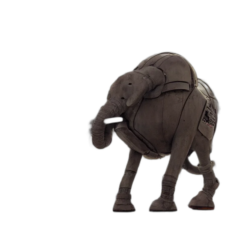 animal, creature, robot, 3d render, concept art, robotic, elephant, walking transparent PNG cut-out