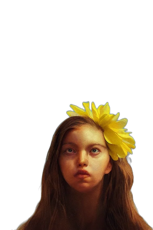 face, flower, crown, creature, photorealistic, oil painting, concept art, fantasy art transparent PNG cut-out