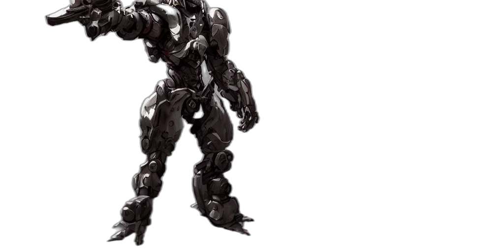 robot, weapon, concept art, 3d render transparent PNG cut-out