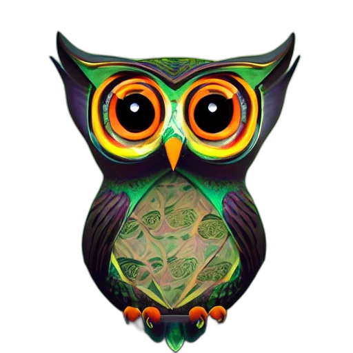 mask, fantasy art, 3d render, concept art, pixel art, wise, owl, glowing transparent PNG cut-out