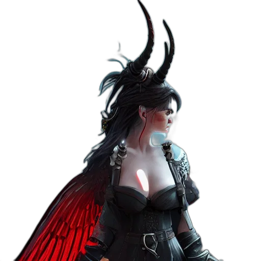 dragon, dress, concept art, fantasy art, pixel art, comic book art, dark, red transparent PNG cut-out