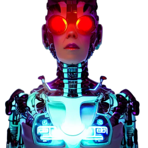 robot, face, cyberpunk, concept art, pixel art, 3d render, neon lights, neon transparent PNG cut-out
