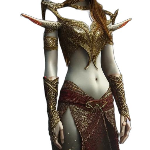 staff, jewelry, mask, dress, concept art, fantasy art, 3d render, comic book art transparent PNG cut-out