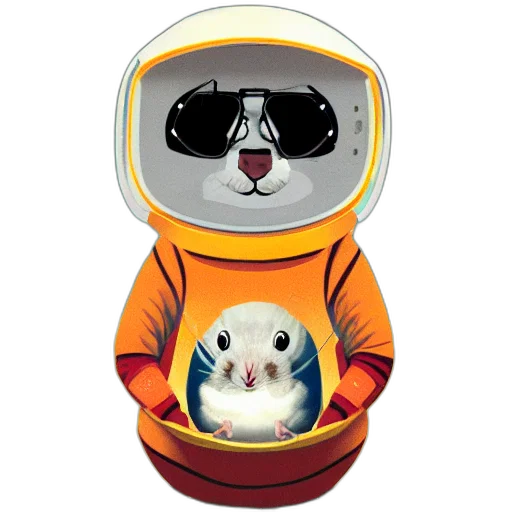 jacket, concept art, pixel art, cartoon, 3d render, outer space, hamster, astronaut transparent PNG cut-out