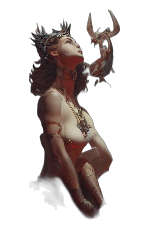 crown, jewelry, staff, mask, concept art, fantasy art, cyberpunk, comic book art transparent PNG cut-out