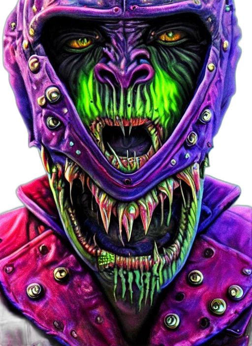 mask, creature, face, jacket, concept art, comic book art, fantasy art, photorealistic transparent PNG cut-out