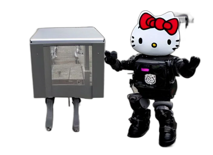 robot, furniture, 3d render, cyberpunk transparent PNG cut-out