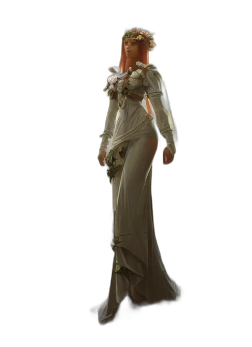 dress, staff, concept art, 3d render transparent PNG cut-out