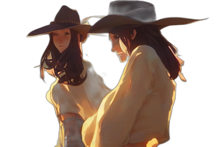 hat, jacket, concept art, watercolor, oil painting, anime, sunset, fire transparent PNG cut-out