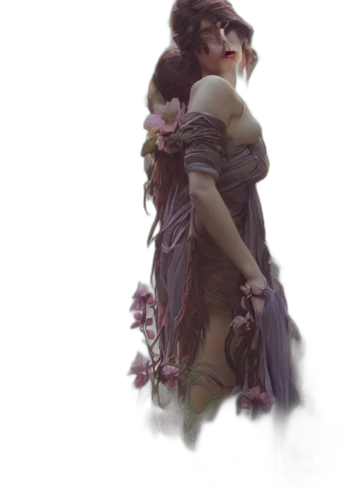 dress, creature, staff, jewelry transparent PNG cut-out
