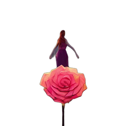 flower, staff, umbrella, dress, 3d render, pixel art, concept art, fantasy art transparent PNG cut-out