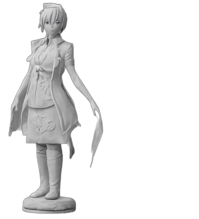 dress, 3d render, concept art, fantasy art, photorealistic, monochrome, sculpture, akase transparent PNG cut-out