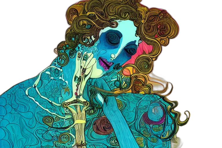 mask, fantasy art, watercolor, concept art, comic book art, underwater, blue, colorful transparent PNG cut-out