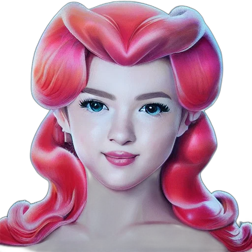 face, crown, fantasy art, photorealistic, 3d render, cartoon, princess, peach transparent PNG cut-out