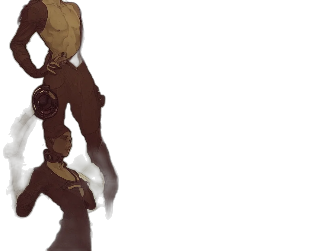 weapon, staff, robot, mask, concept art, fantasy art, 3d render, pixel art transparent PNG cut-out