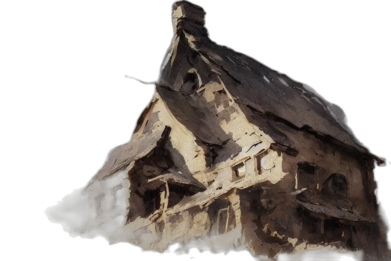 building, concept art, watercolor, photorealistic transparent PNG cut-out