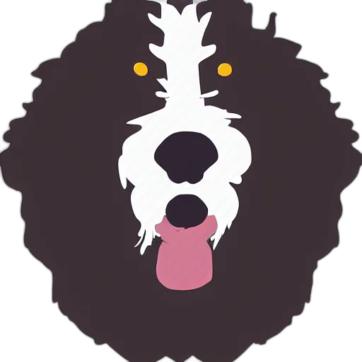 staff, animal, creature, cartoon, pixel art, concept art, fantasy art, bernedoodle transparent PNG cut-out